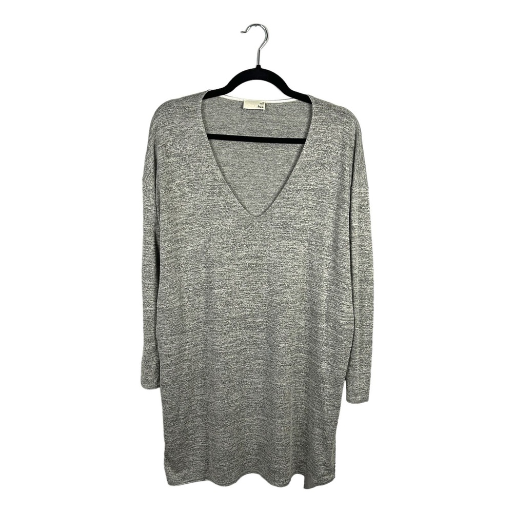 Aritzia Wilfred Free Size XS Gail Dress Long Sleeve V Neck Relaxed Light Gray
